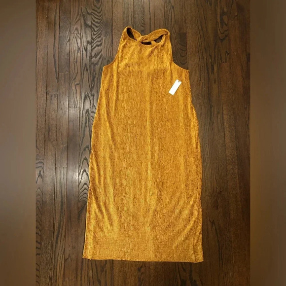 MAEVE by Anthropologie Women’s L Gold Adrienne Twist Back Velvet Dress - NWT!! - Picture 4 of 14